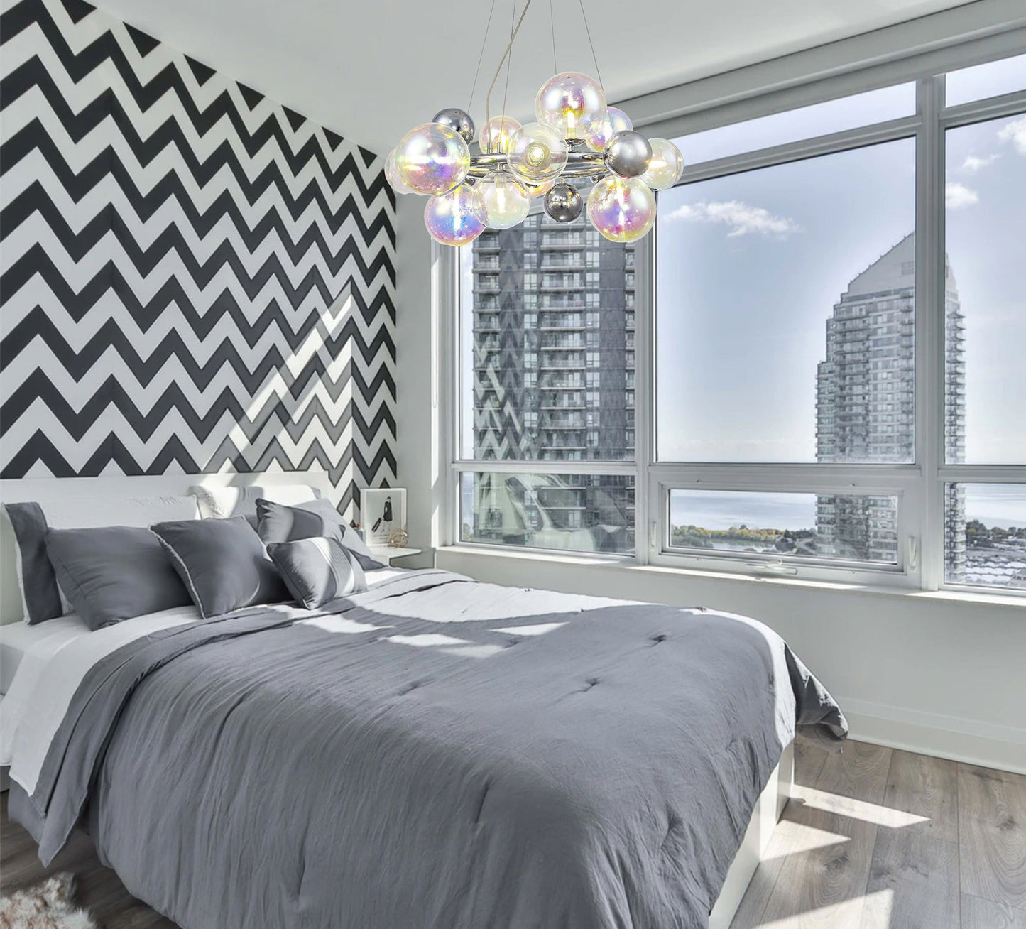 Stubbs Pendant, 5 x G9, Antique Copper and Opal & Copper Glass