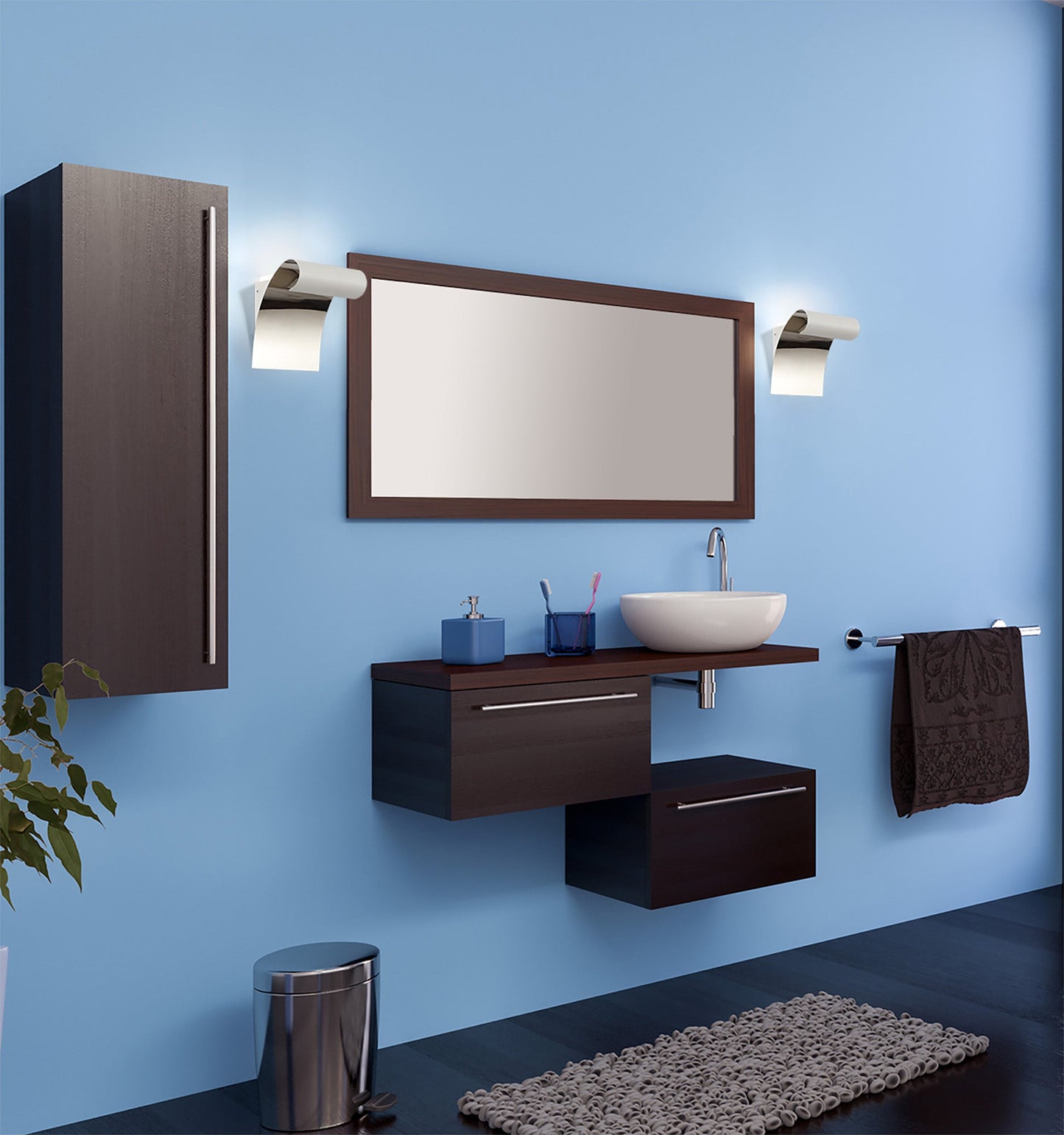 Styal Wall Lamp, 1 x 12W LED, 3000K, 840lm, Sand White and Polished Chrome, 3yrs Warranty