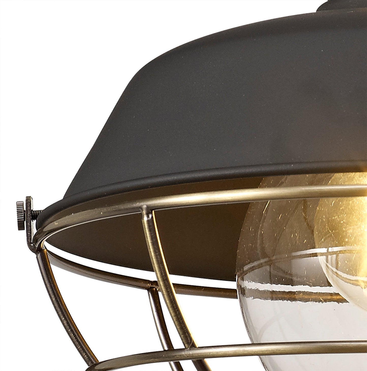 Sutton Wall Lamp, 1 Light E27, IP65, Matt Black and Antique Brass, 2yrs Warranty