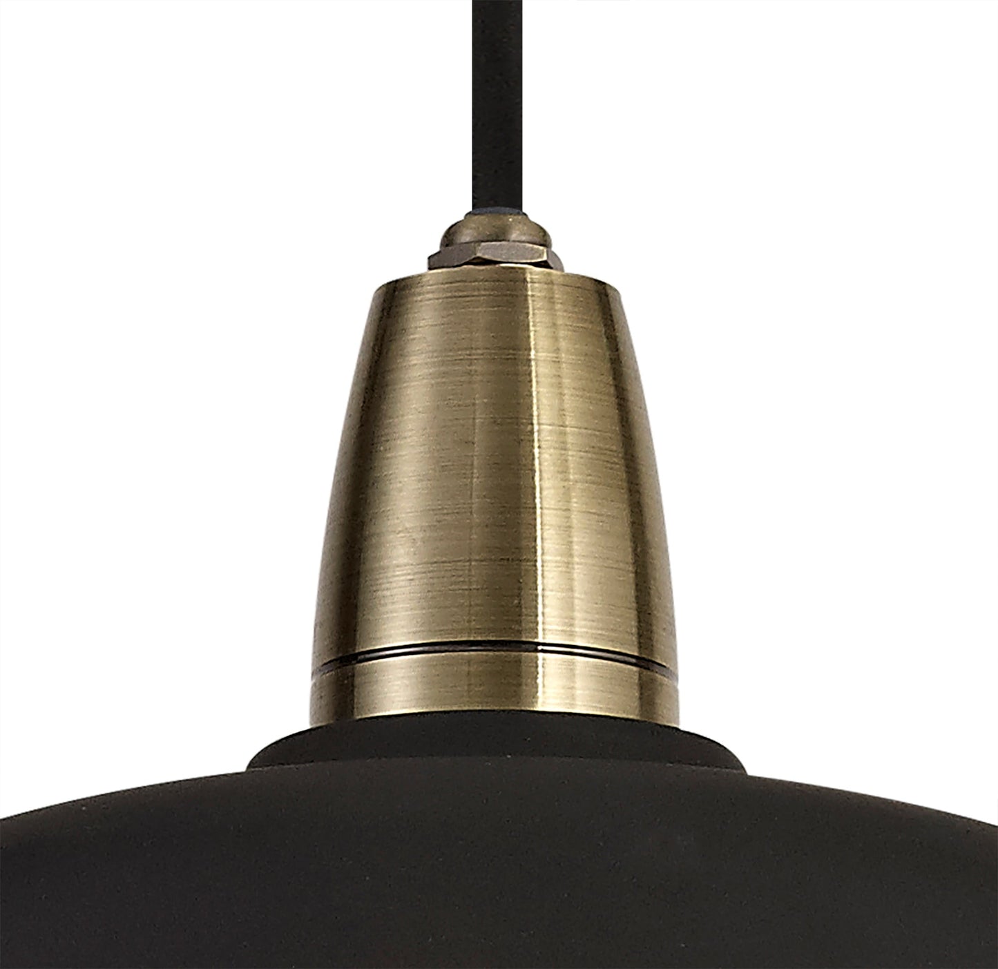 Sutton Pendant, 1 Light E27, IP65, Matt Black and Antique Brass, 2yrs Warranty