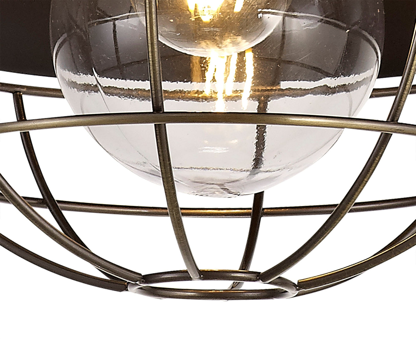 Sutton Pendant, 1 Light E27, IP65, Matt Black and Antique Brass, 2yrs Warranty