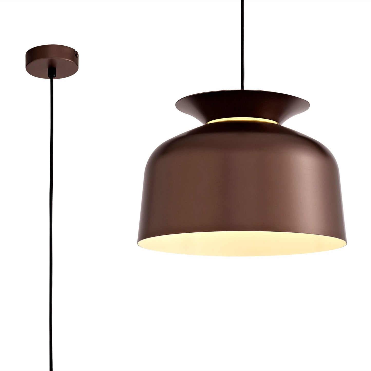 Talbot Single Pendant, 1 Light Adjustable E27, Gloss Coffee
