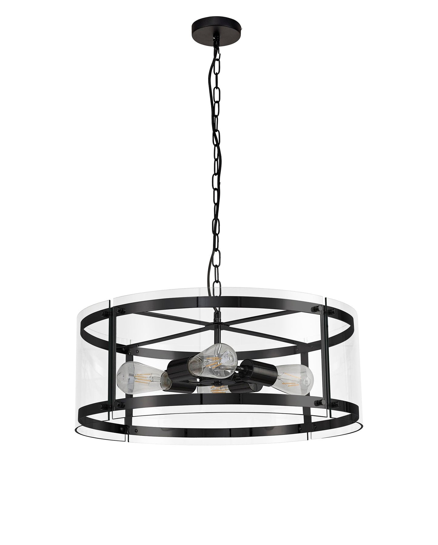Tarporley Pendant, 4 Light E27, Matt Black