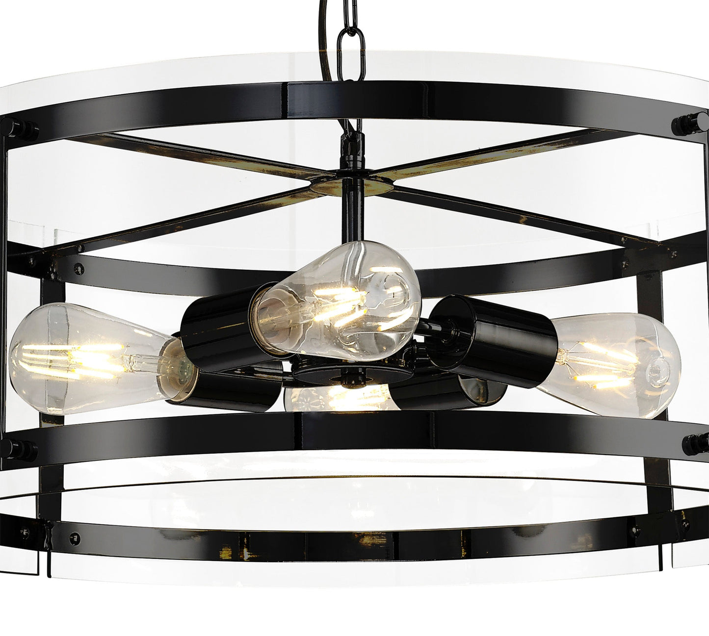 Tarporley Pendant, 4 Light E27, Matt Black