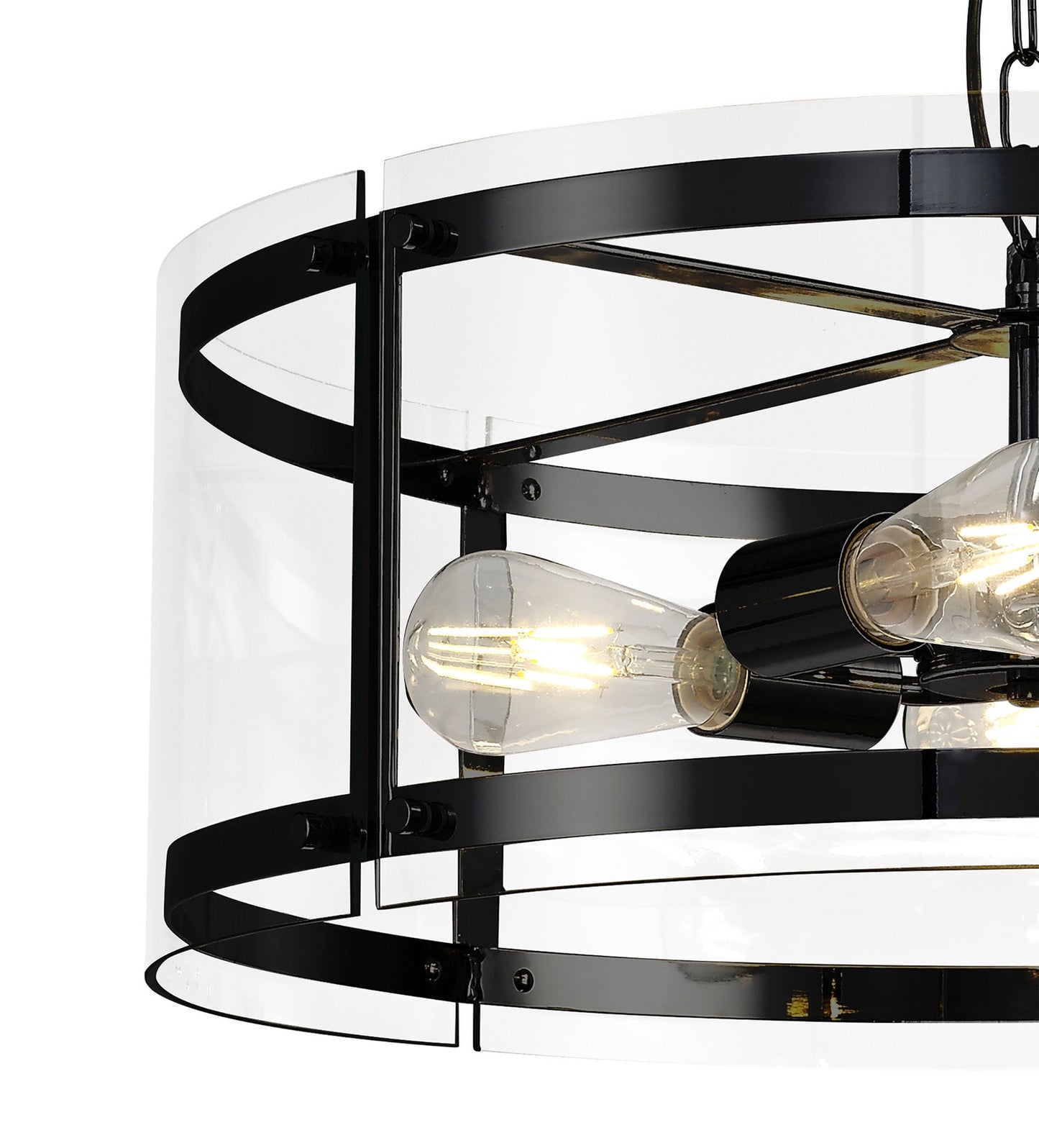 Tarporley Pendant, 4 Light E27, Matt Black