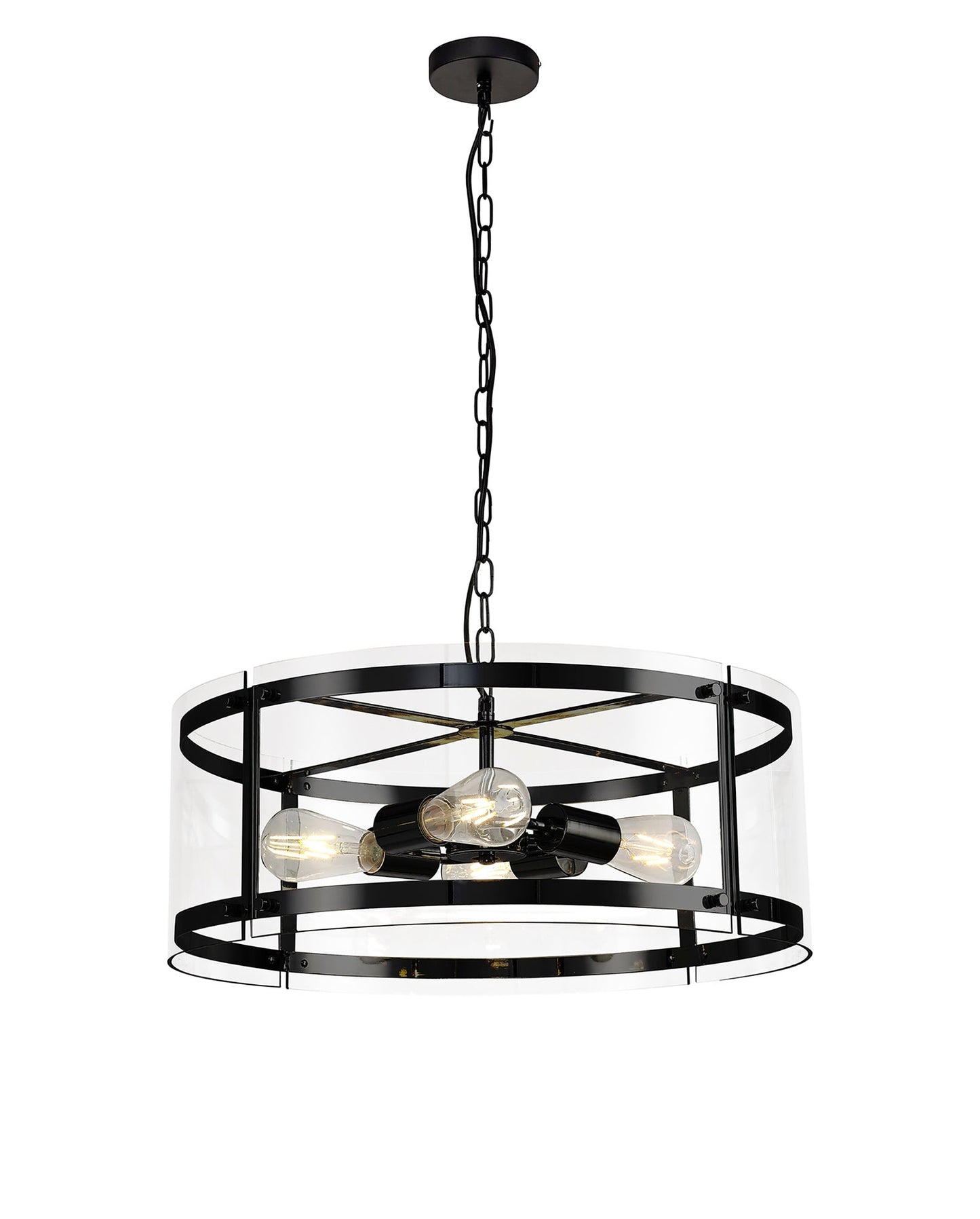 Tarporley Pendant, 4 Light E27, Matt Black