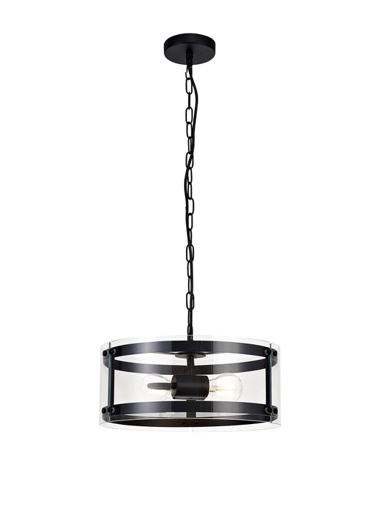 Tarporley Pendant, 2 Light E27, Matt Black 2