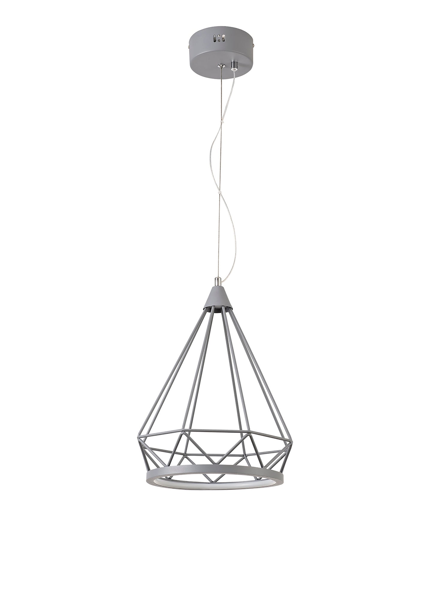 Tarvin Small Diamond Pendant, 1 x 8W LED, 3700K, Matt Grey, 3yrs Warranty