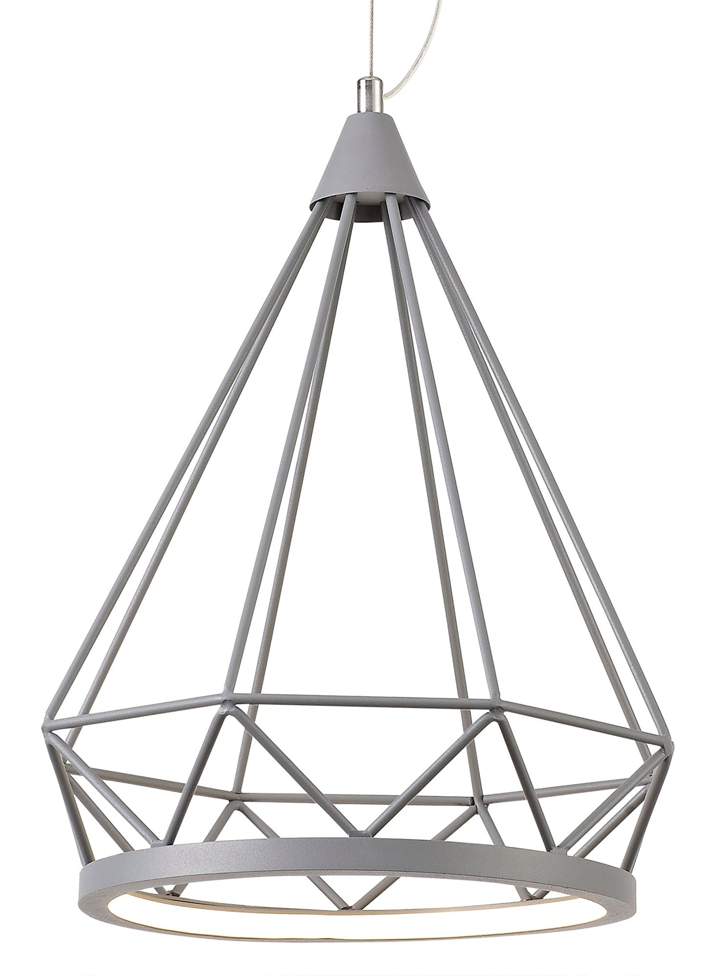 Tarvin Small Diamond Pendant, 1 x 8W LED, 3700K, Matt Grey, 3yrs Warranty
