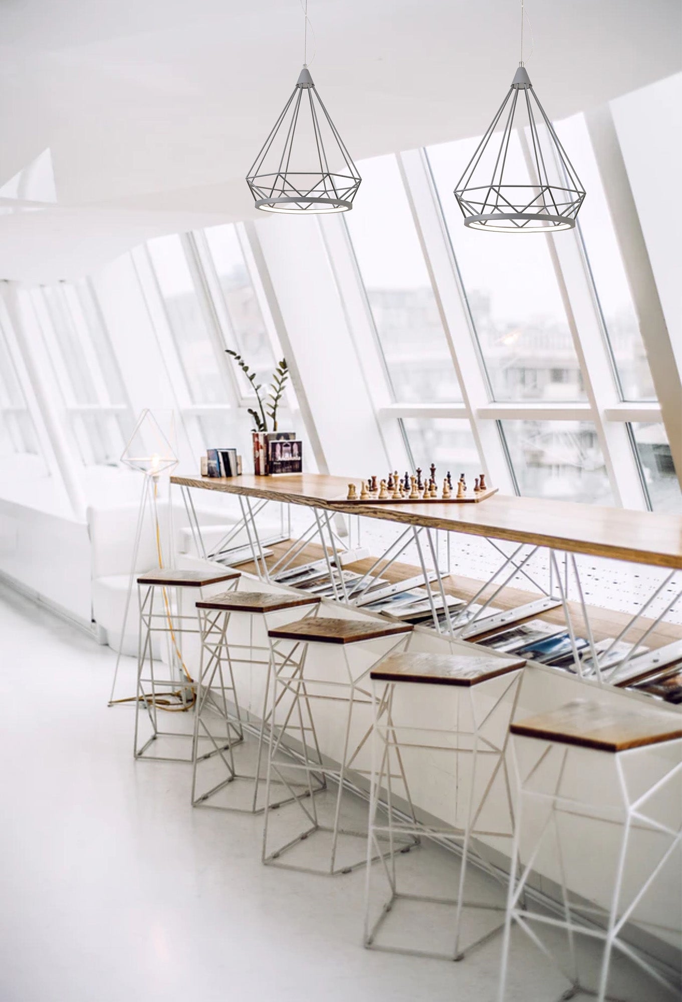 Tarvin Small Diamond Pendant, 1 x 8W LED, 3700K, Matt Grey, 3yrs Warranty