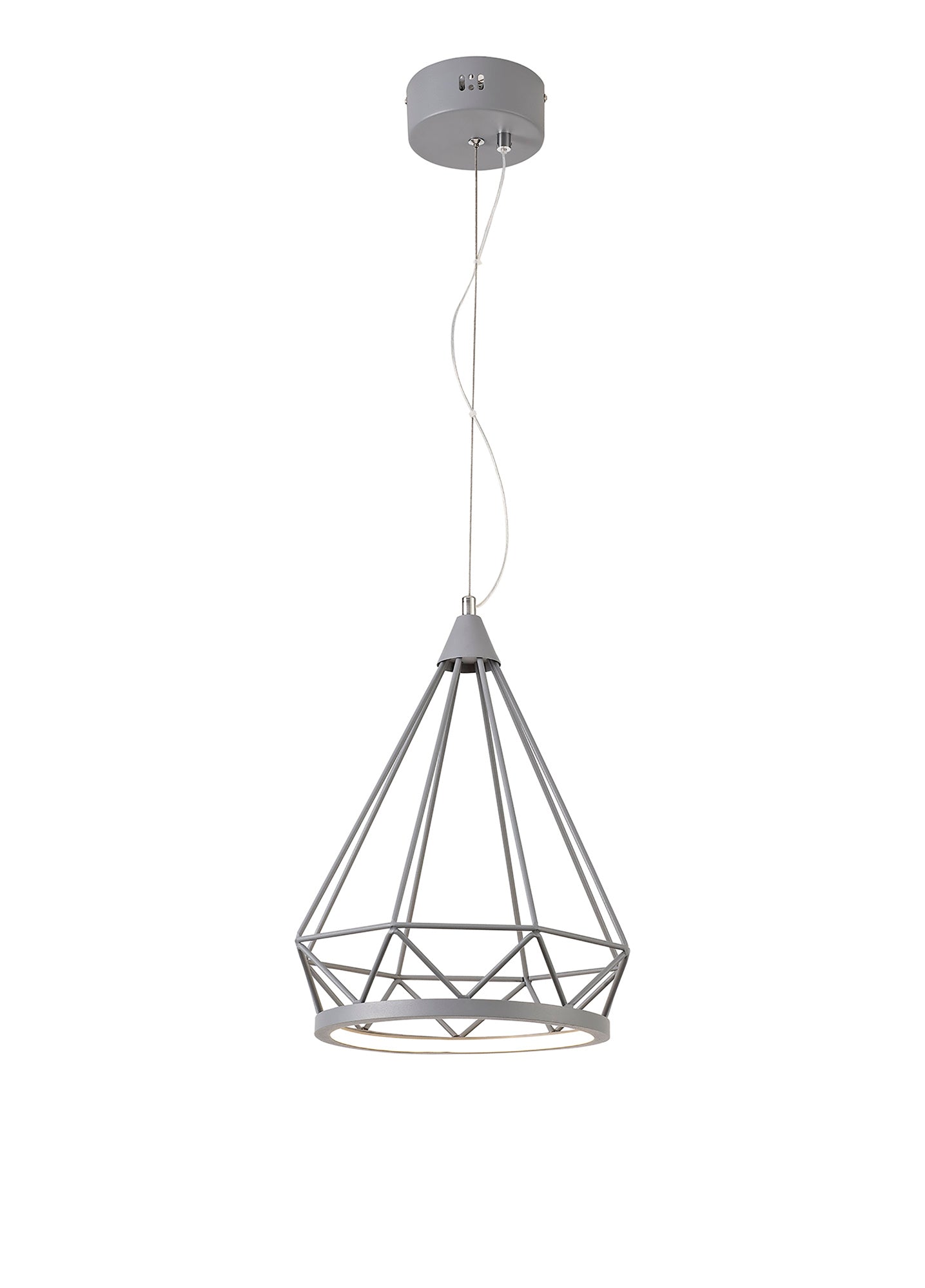 Tarvin Small Diamond Pendant, 1 x 8W LED, 3700K, Matt Grey, 3yrs Warranty