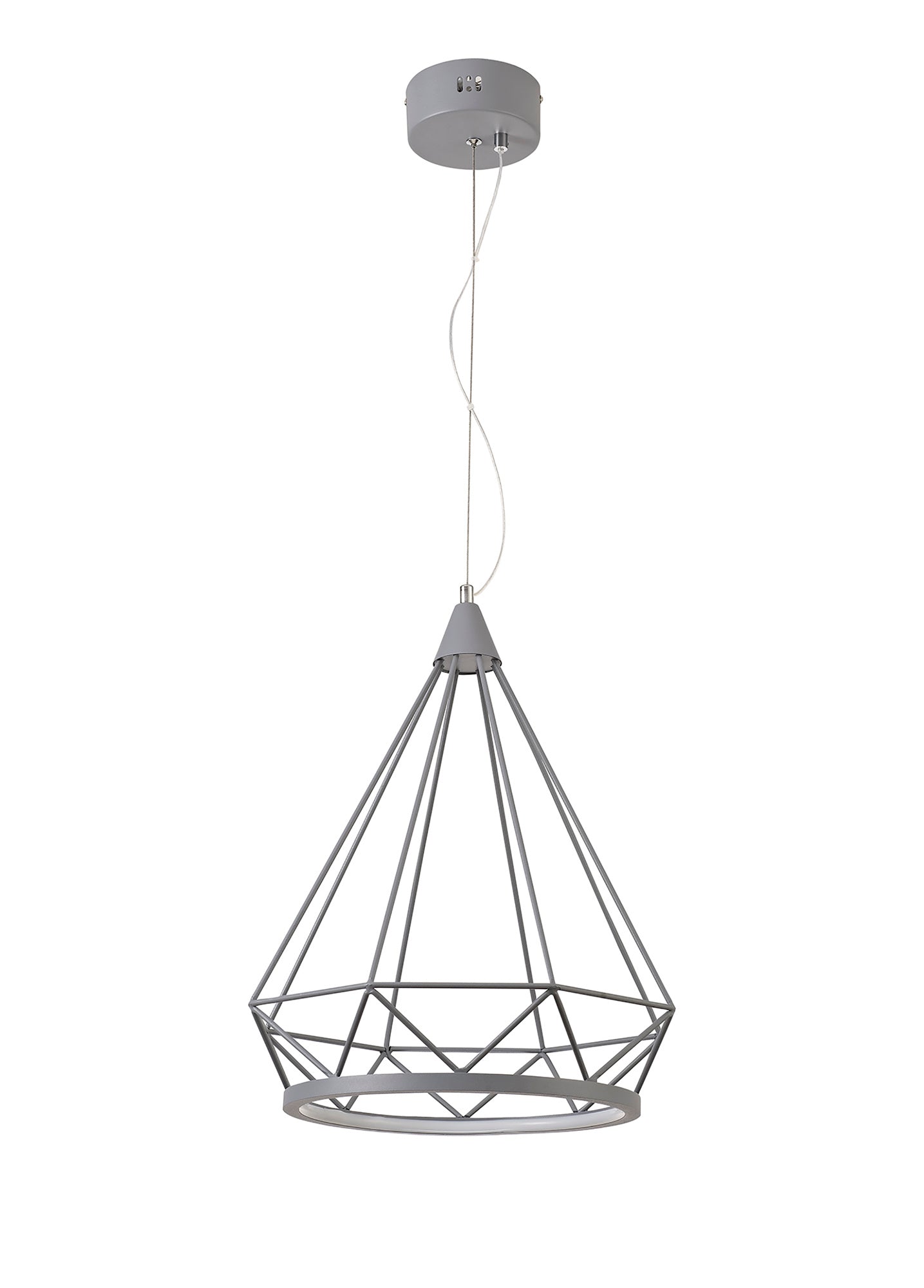 Tarvin Large Diamond Pendant, 1 x 10W LED, 3700K, Matt Grey, 3yrs Warranty