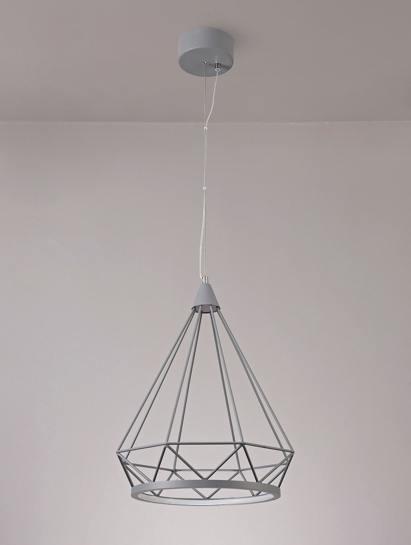 Tarvin Large Diamond Pendant, 1 x 10W LED, 3700K, Matt Grey, 3yrs Warranty