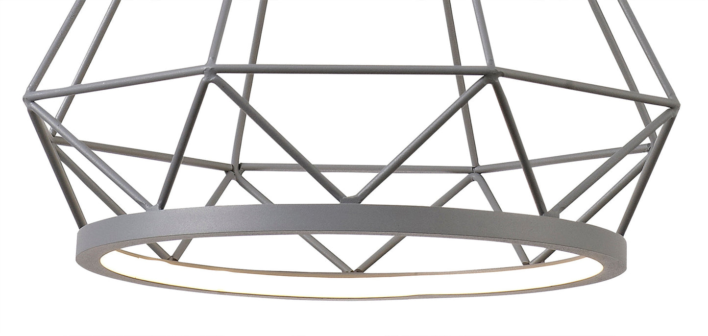 Tarvin Large Diamond Pendant, 1 x 10W LED, 3700K, Matt Grey, 3yrs Warranty