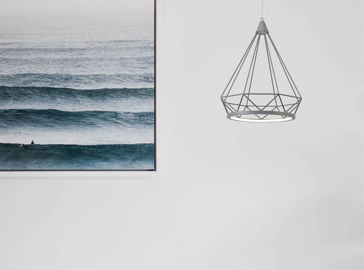 Tarvin Small Diamond Pendant, 1 x 8W LED, 3700K, Matt Grey, 3yrs Warranty