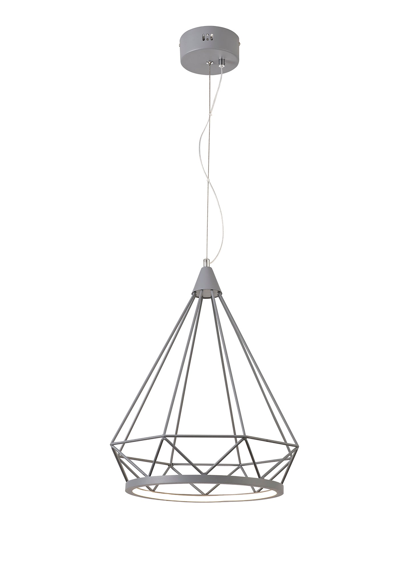 Tarvin Large Diamond Pendant, 1 x 10W LED, 3700K, Matt Grey, 3yrs Warranty