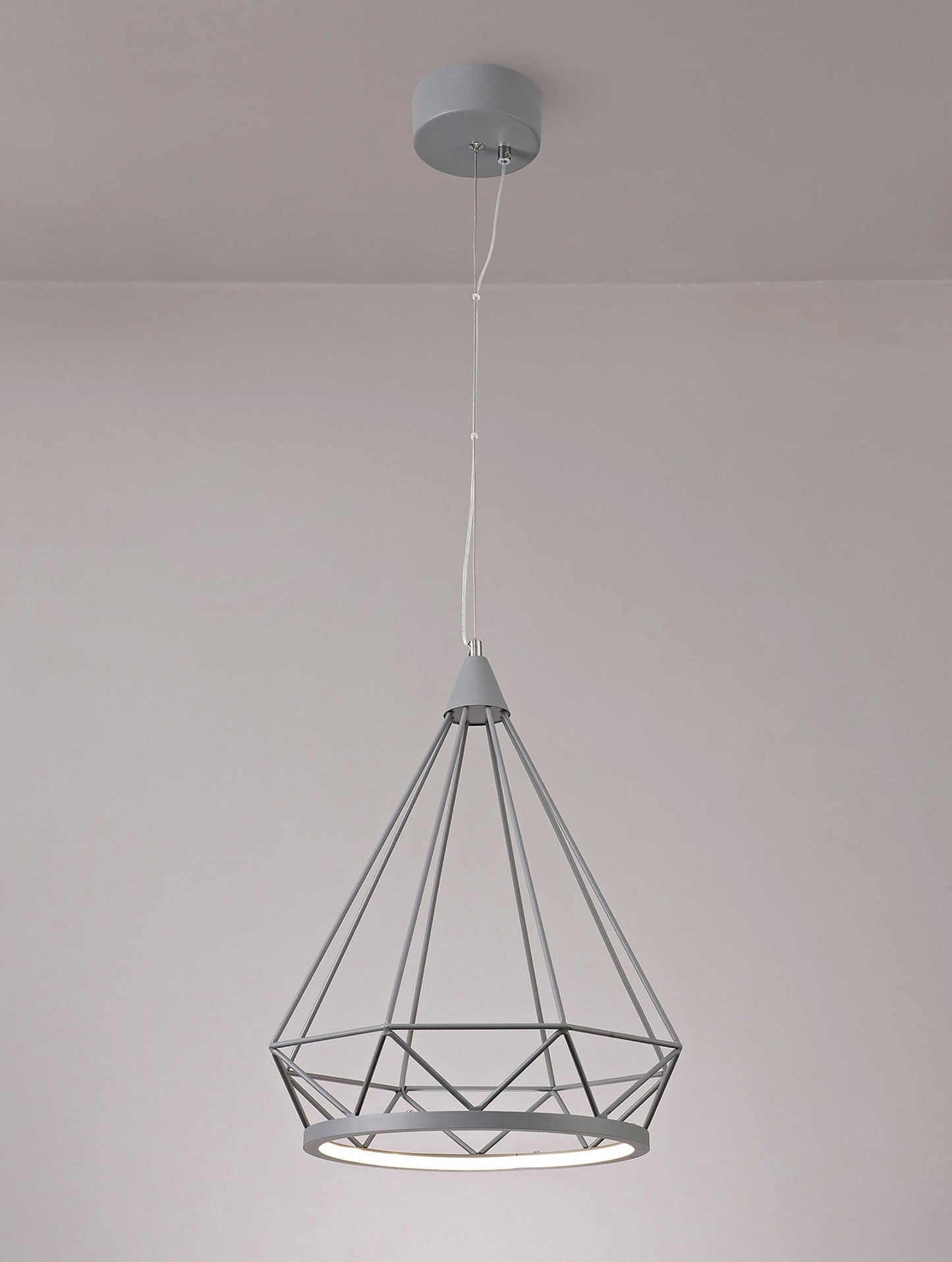 Tarvin Large Diamond Pendant, 1 x 10W LED, 3700K, Matt Grey, 3yrs Warranty