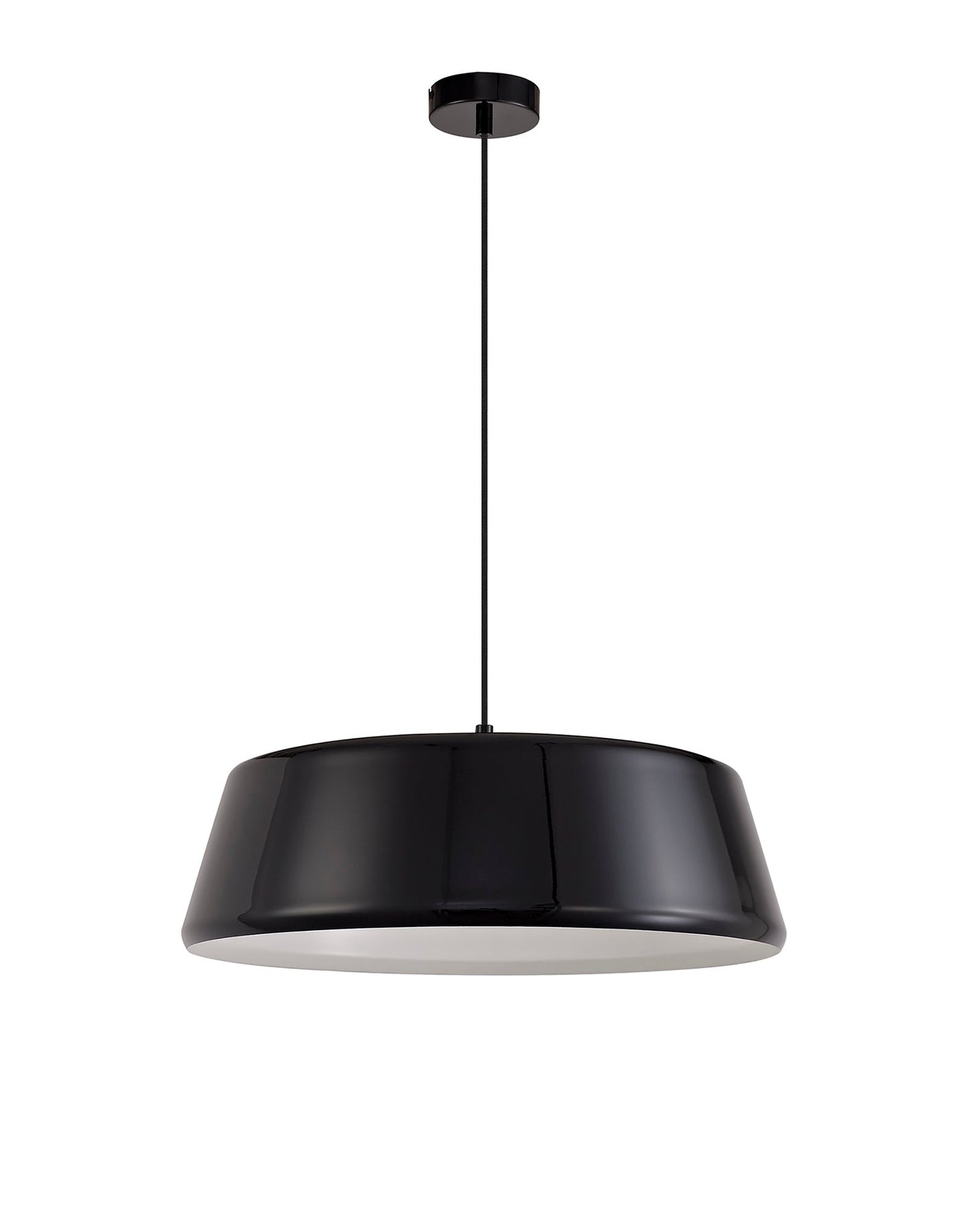 Tattenhall Single Large Pendant, 1 Light Adjustable E27, Gloss Black and Gloss White