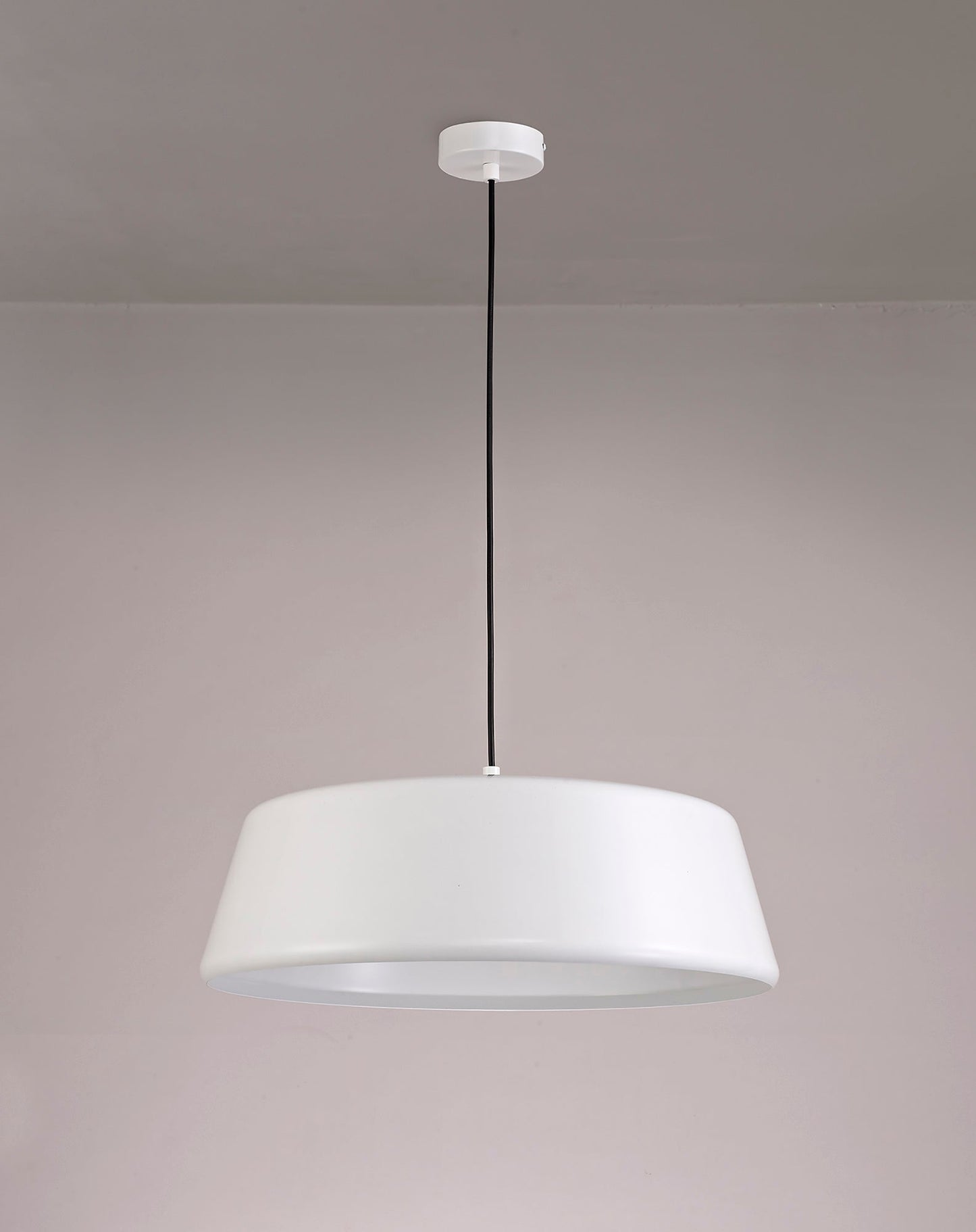 Tattenhall Single Large Pendant, 1 Light Adjustable E27, Gloss White and Gloss White