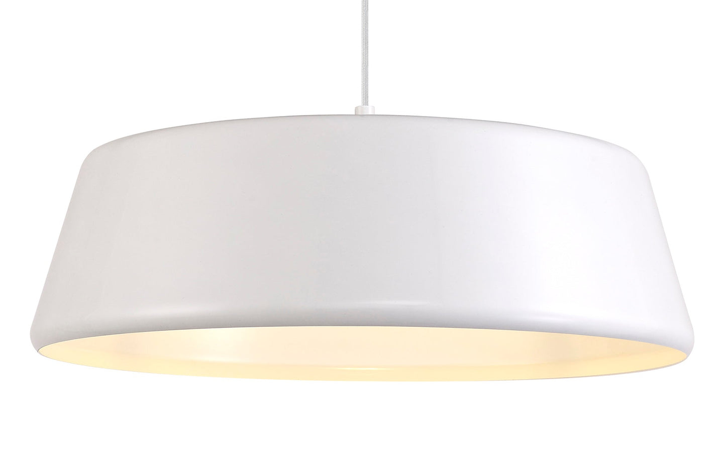 Tattenhall Single Large Pendant, 1 Light Adjustable E27, Gloss White and Gloss White