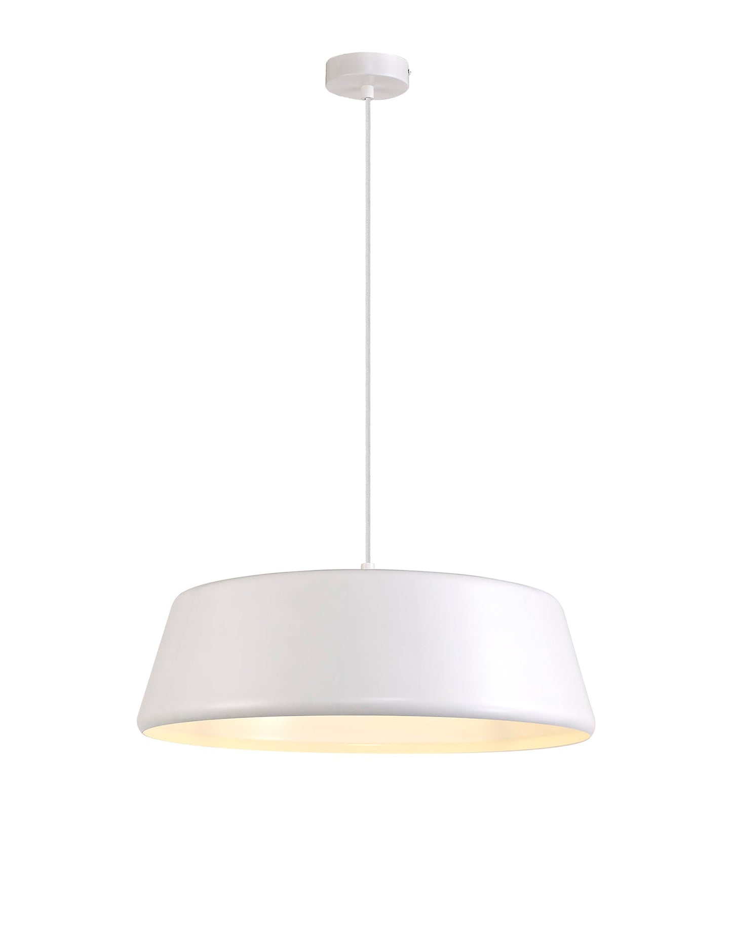 Tattenhall Single Large Pendant, 1 Light Adjustable E27, Gloss White and Gloss White