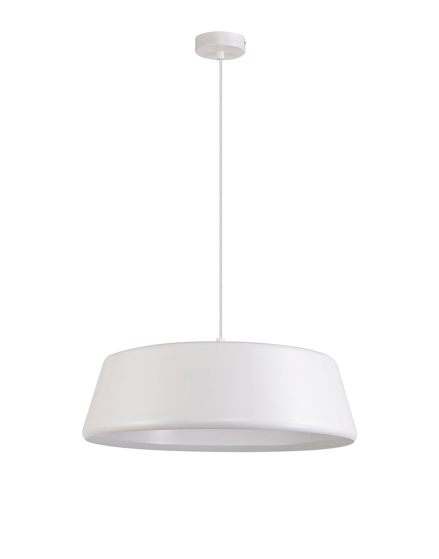 Tattenhall Single Large Pendant, 1 Light Adjustable E27, Gloss White and Gloss White