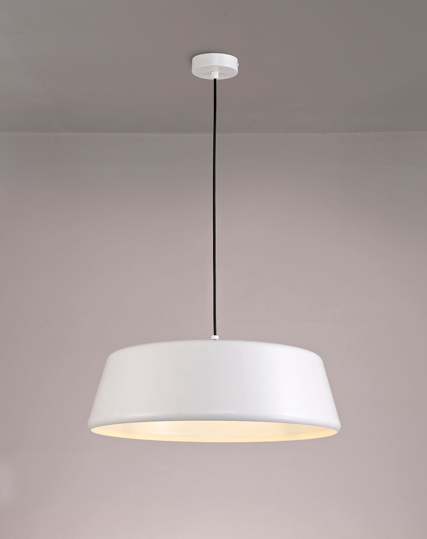 Tattenhall Single Large Pendant, 1 Light Adjustable E27, Gloss White and Gloss White