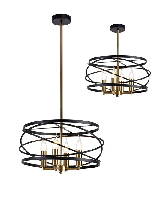 Tatton Pendant, 4 x E14, Black and Satin Gold 2