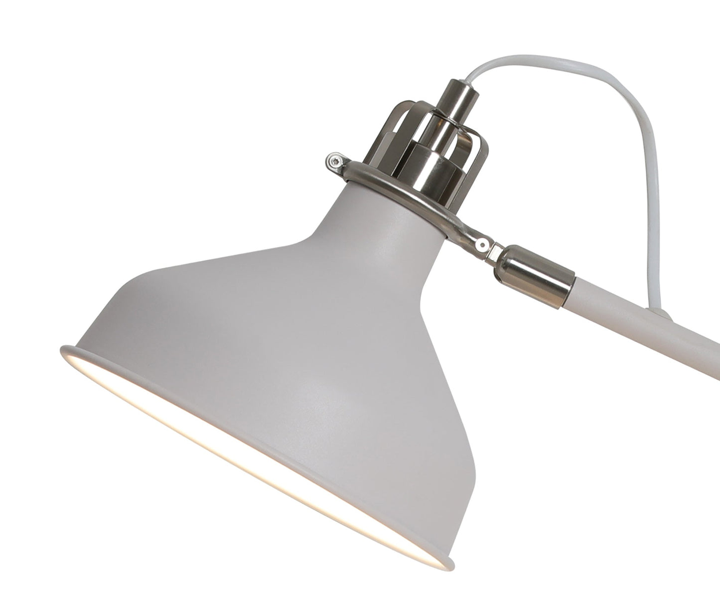 Toft Adjustable Table Lamp, 1 x E27, Sand White and Satin Nickel and White