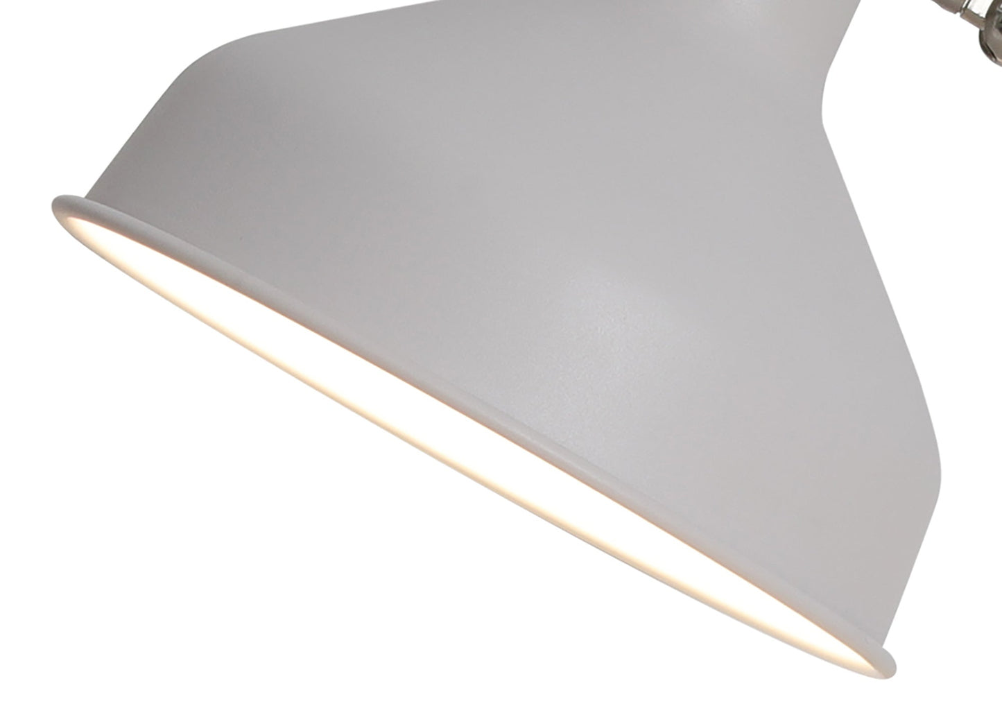 Toft Adjustable Table Lamp, 1 x E27, Sand White and Satin Nickel and White
