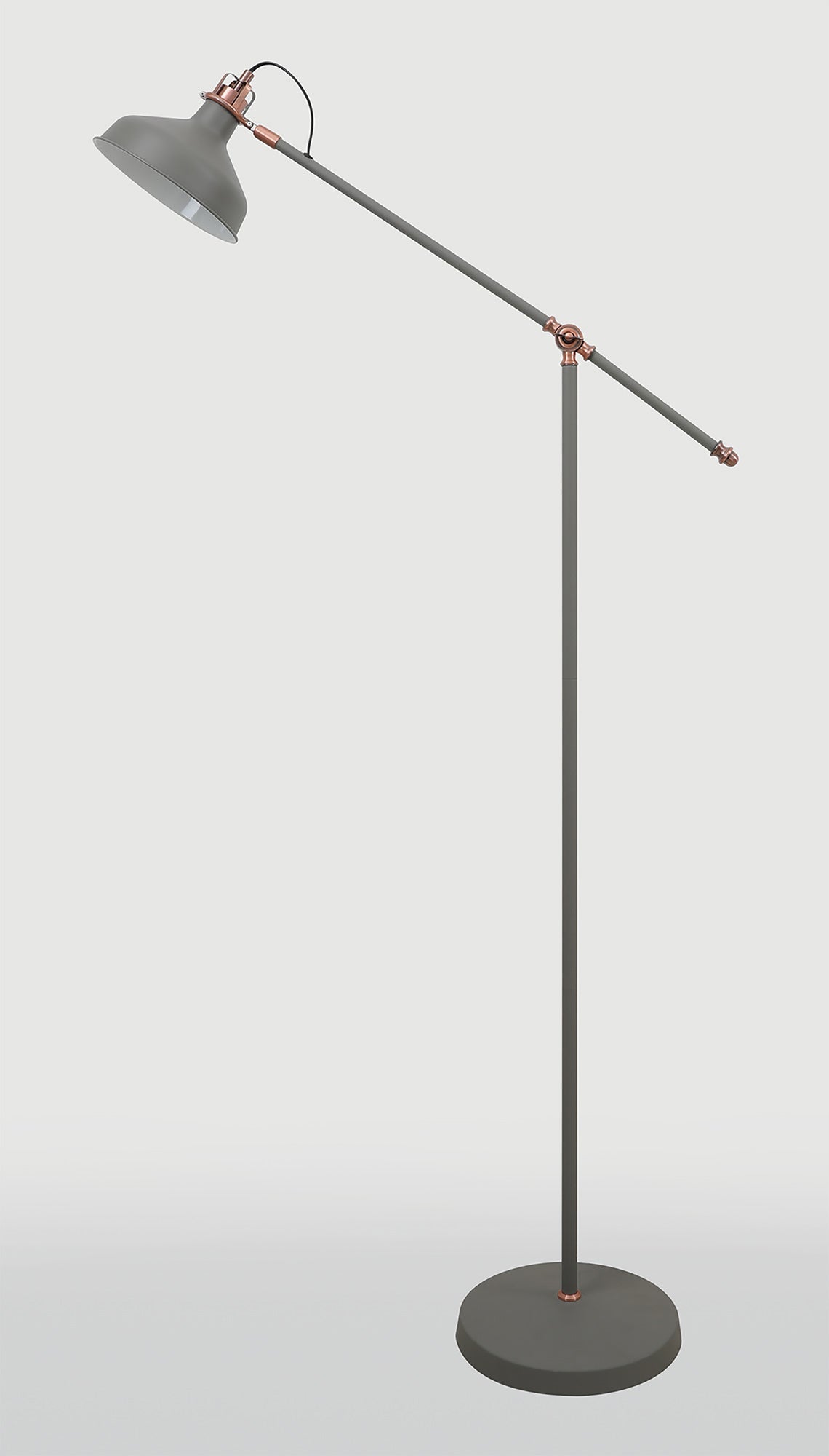 Toft Adjustable Floor Lamp, 1 x E27, Sand Grey and Copper and White