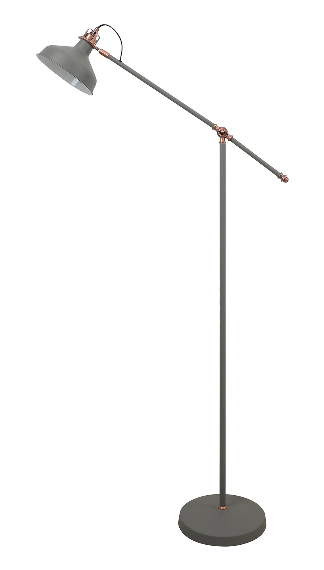 Toft Adjustable Floor Lamp, 1 x E27, Sand Grey and Copper and White