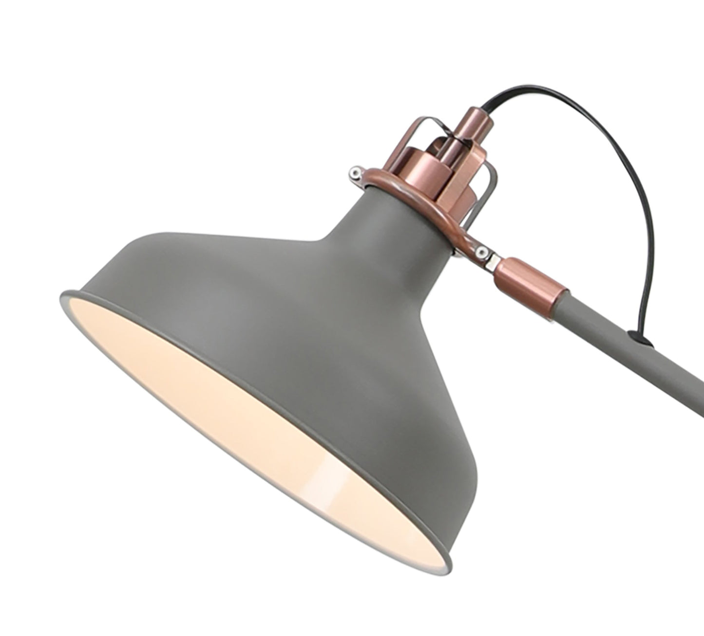 Toft Adjustable Floor Lamp, 1 x E27, Sand Grey and Copper and White