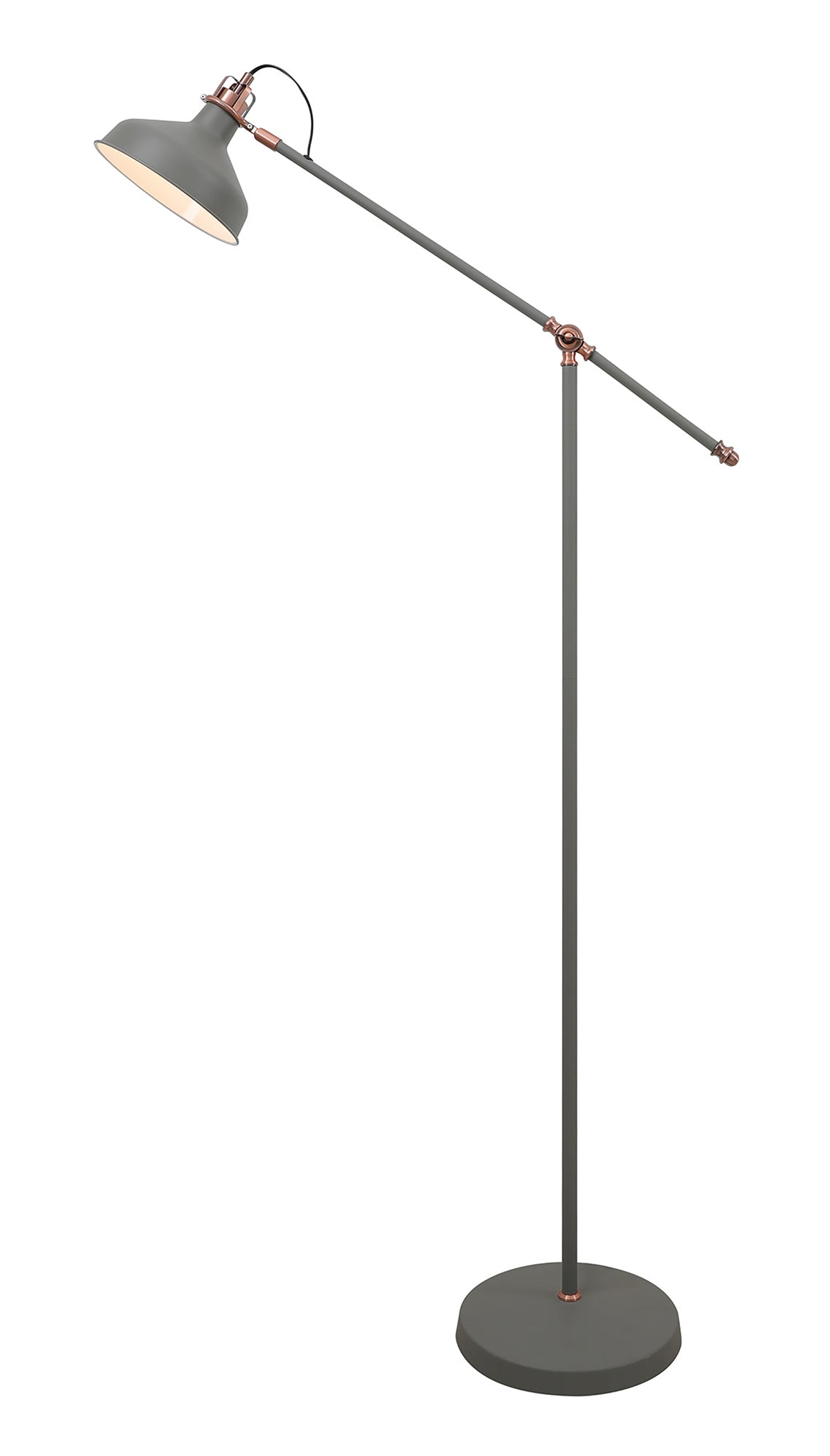 Toft Adjustable Floor Lamp, 1 x E27, Sand Grey and Copper and White