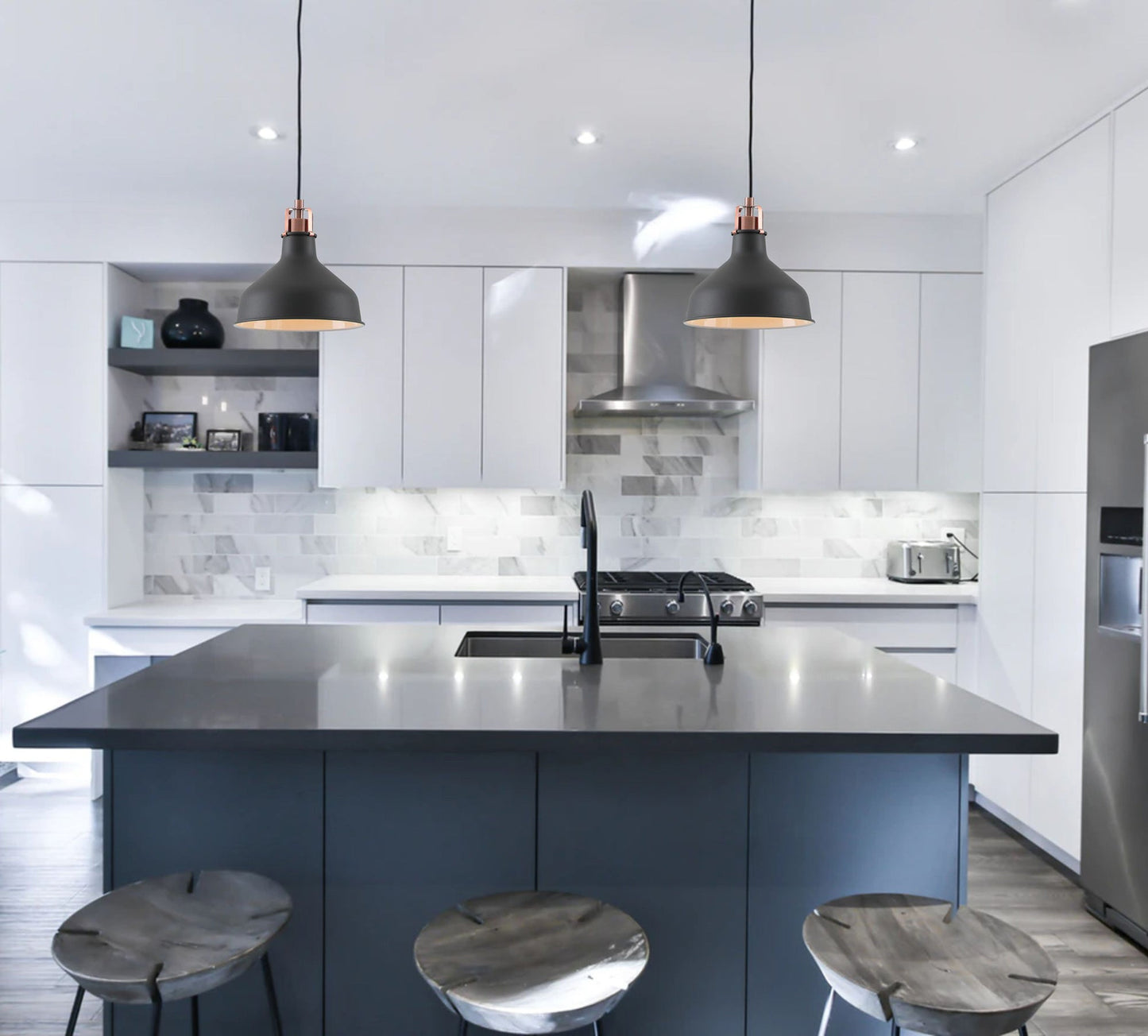 Toft Medium Pendant, 1 x E27, Sand Grey and Copper and White