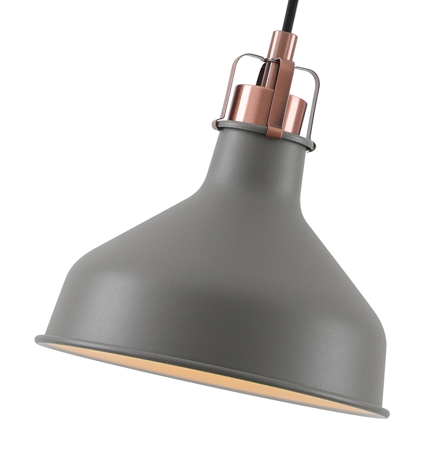 Toft Small Pendant, 1 x E27, Sand Grey and Copper and White