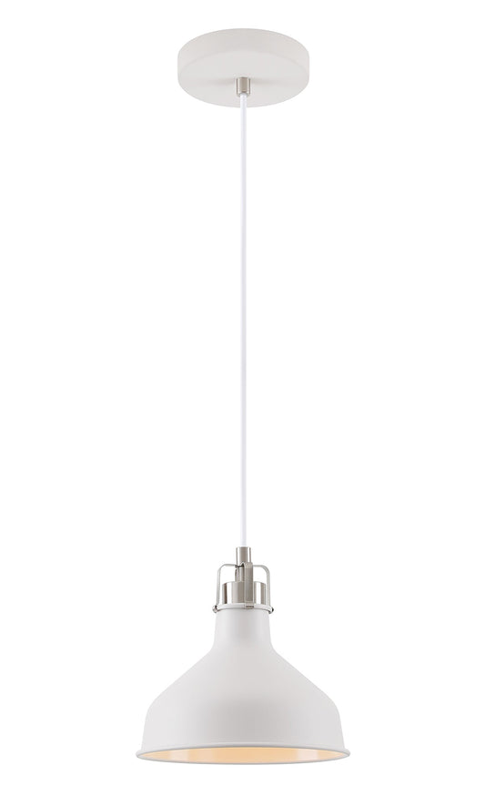 Toft Small Pendant, 1 x E27, Sand White and Satin Nickel and White