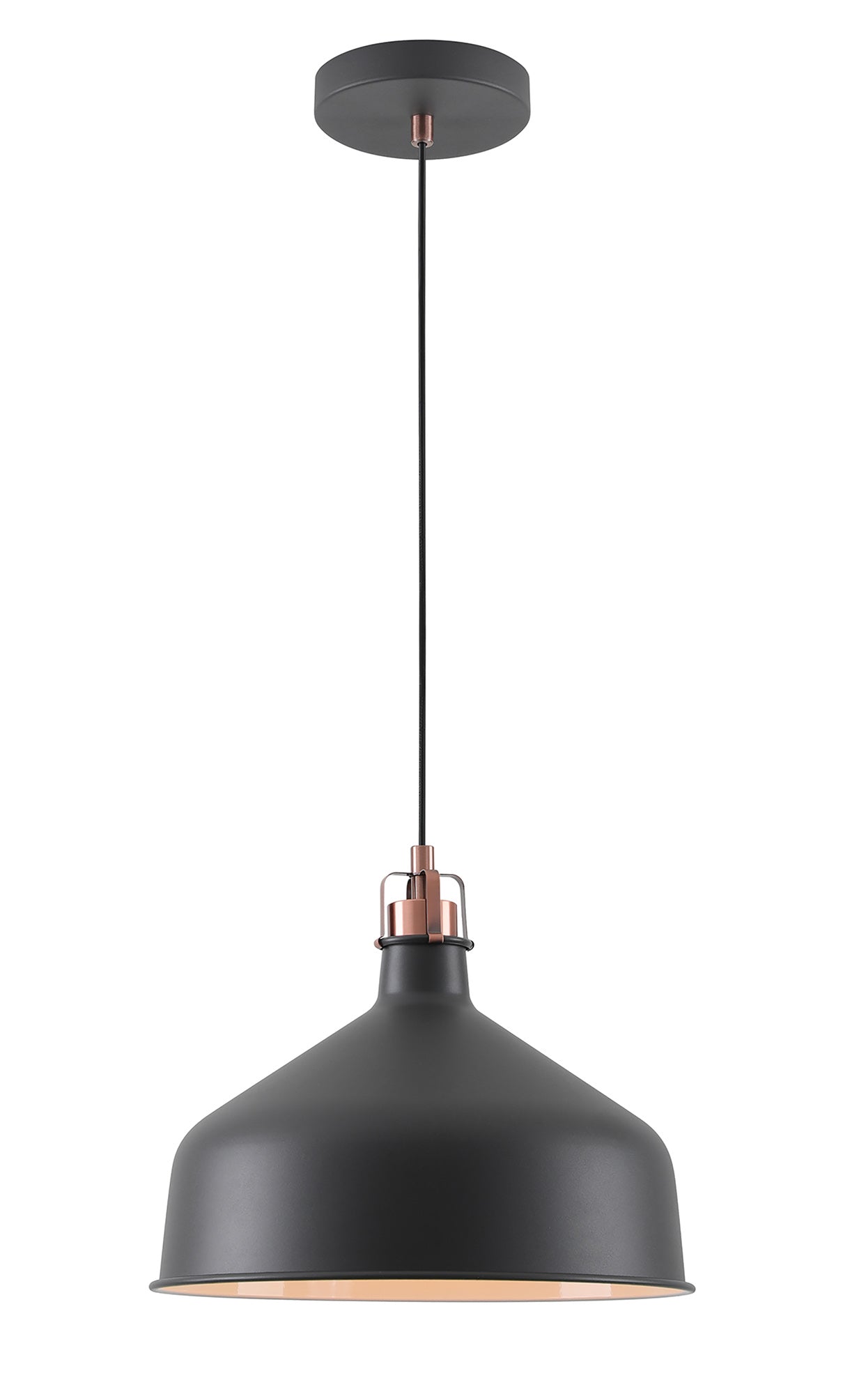 Toft Medium Pendant, 1 x E27, Graphite and Copper and White