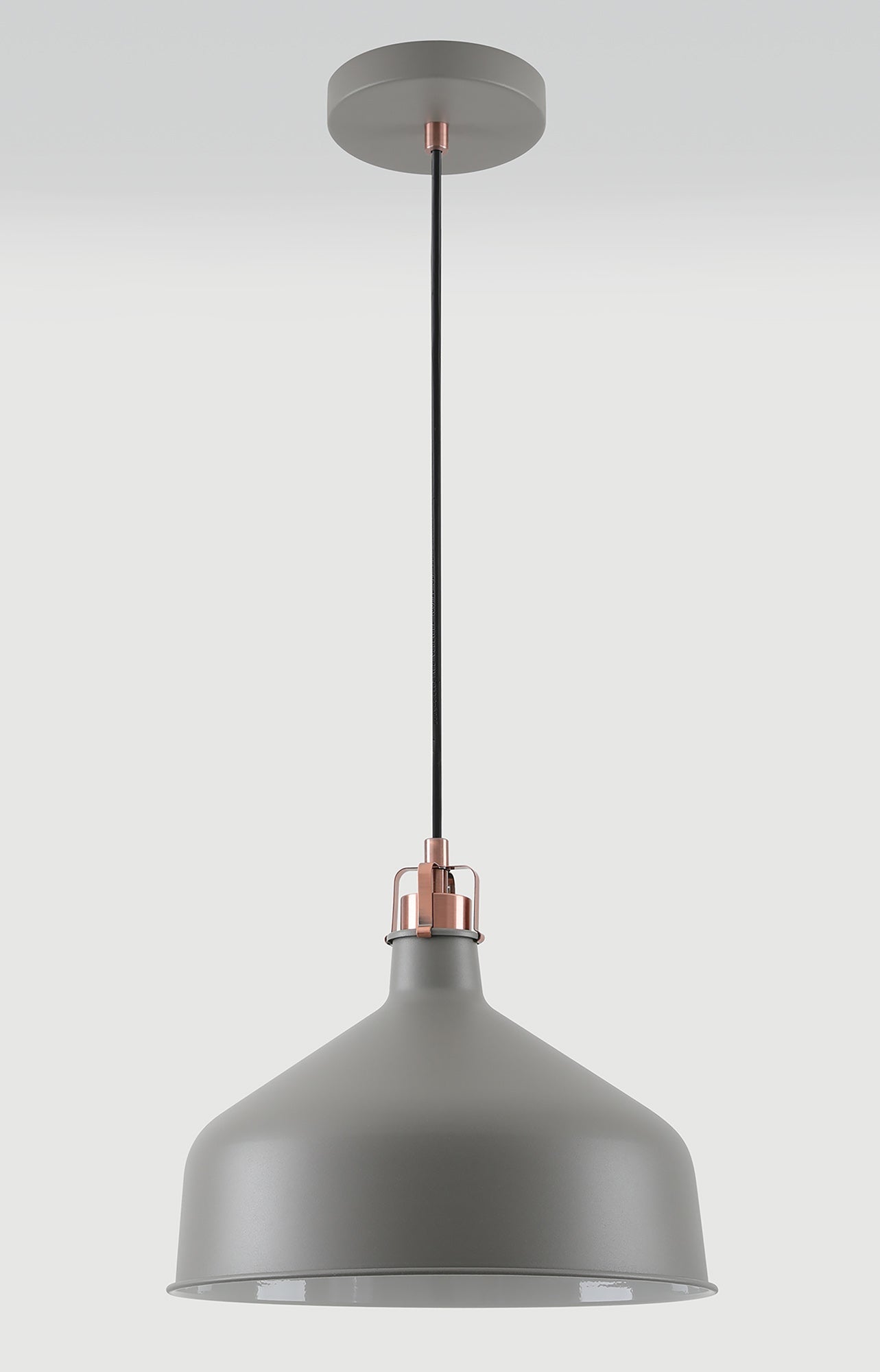 Toft Medium Pendant, 1 x E27, Sand Grey and Copper and White