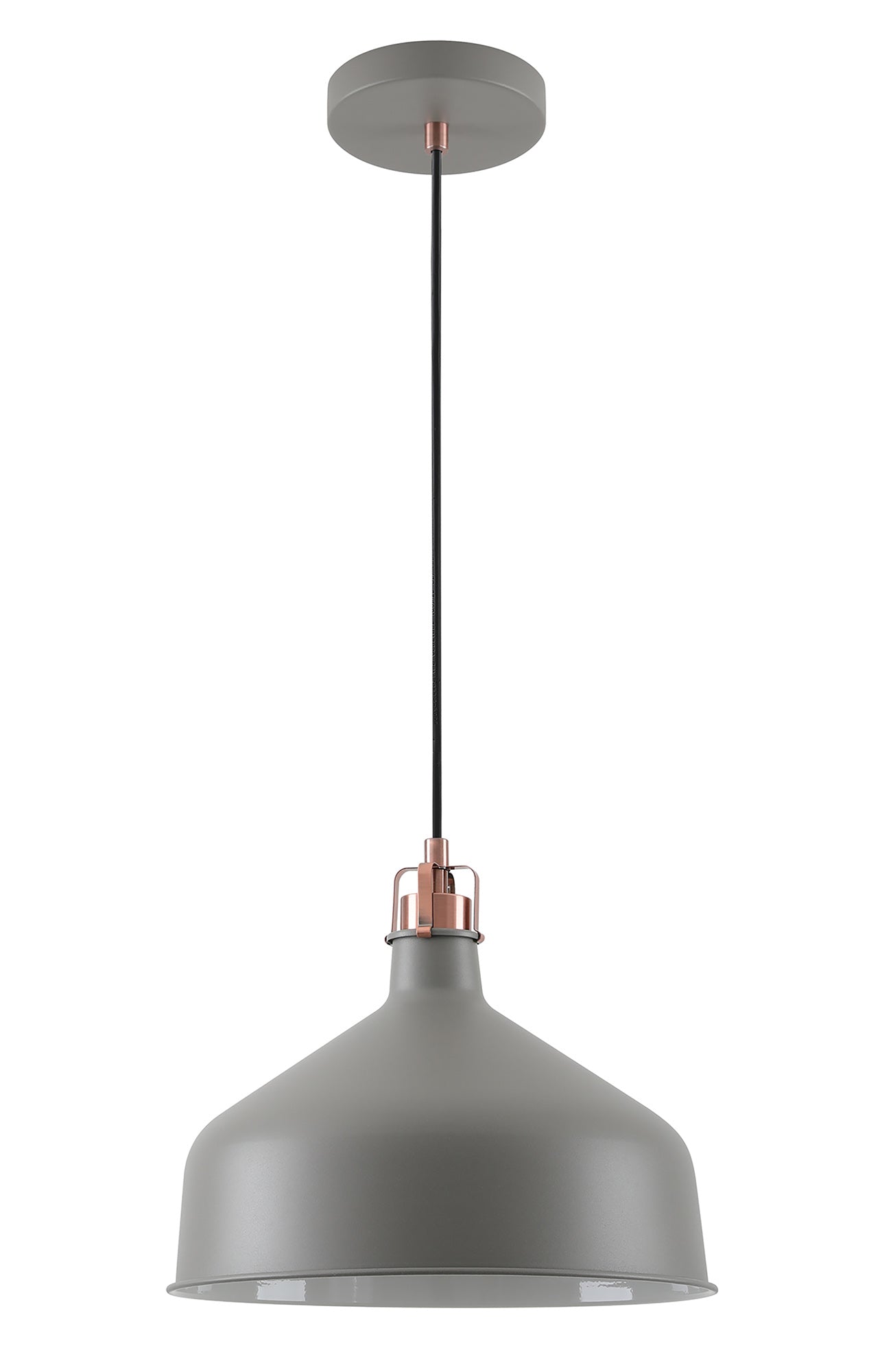 Toft Medium Pendant, 1 x E27, Sand Grey and Copper and White