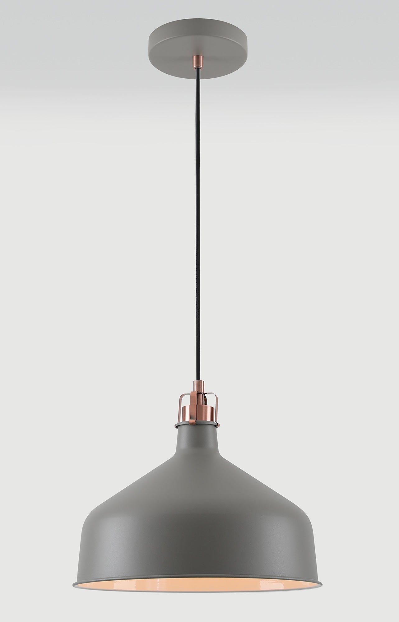 Toft Medium Pendant, 1 x E27, Sand Grey and Copper and White