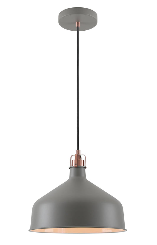 Toft Medium Pendant, 1 x E27, Sand Grey and Copper and White