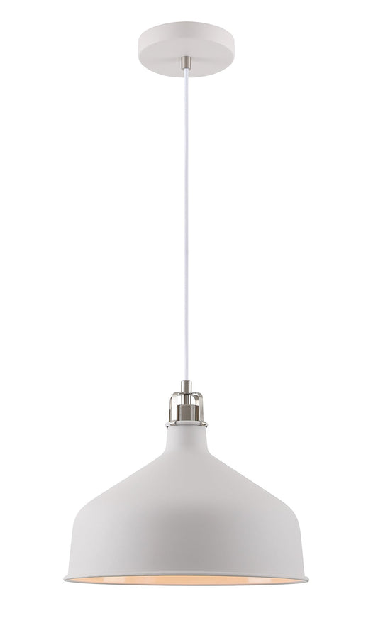 Toft Medium Pendant, 1 x E27, Sand White and Satin Nickel and White