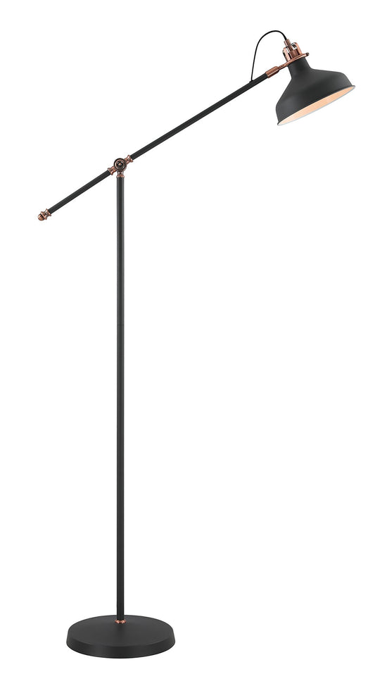Toft Adjustable Floor Lamp, 1 x E27, Graphite and Copper and White