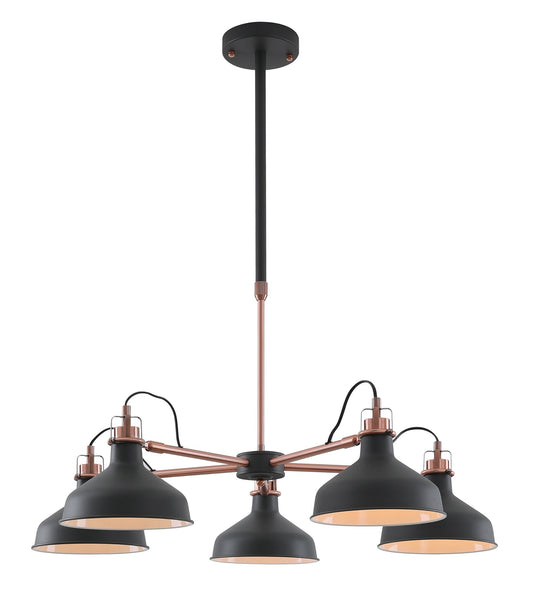 Toft Telescopic 5 Light, 5 x E27, Graphite and Copper and White