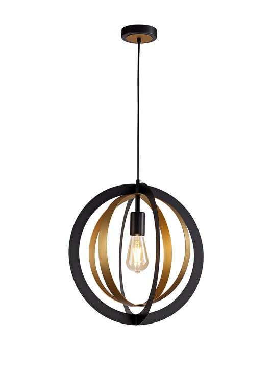Upcast Pendant, 1 x E27, Black and Satin Gold