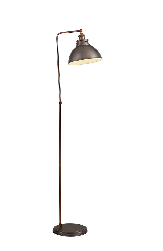 Weaverham Adjustable Floor Lamp, 1 x E27, Antique Silver and Copper and White