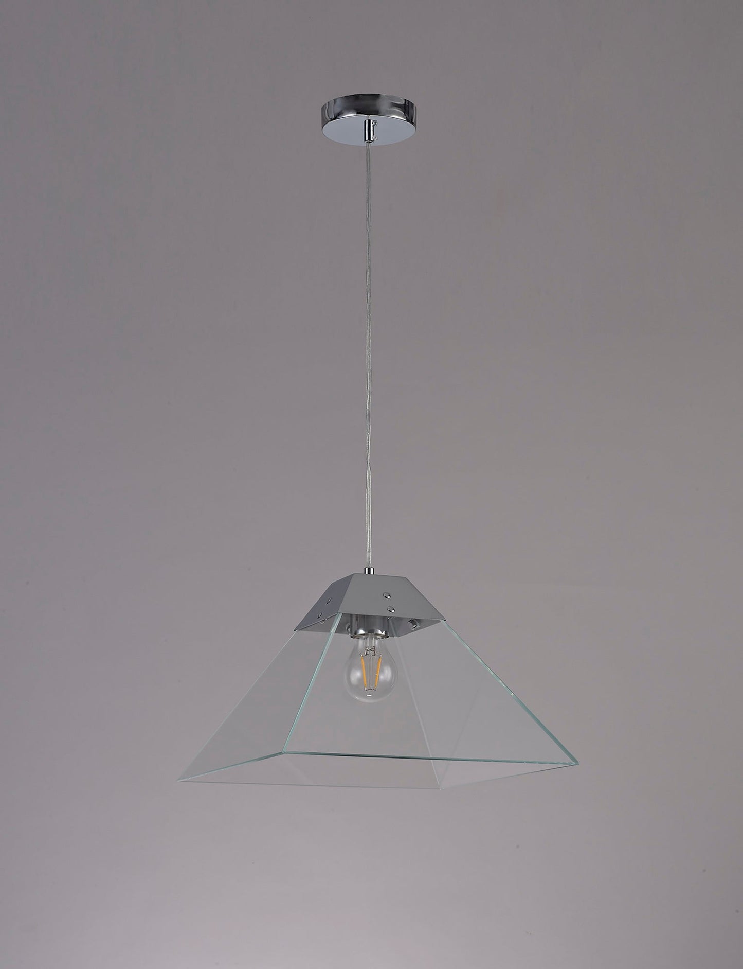 Whitley Square Pendant Large, 1 Light E27, Polished Chrome 2