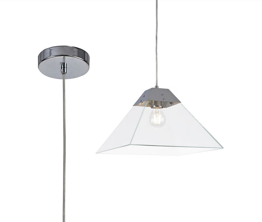 Whitley Square Pendant Large, 1 Light E27, Polished Chrome 2