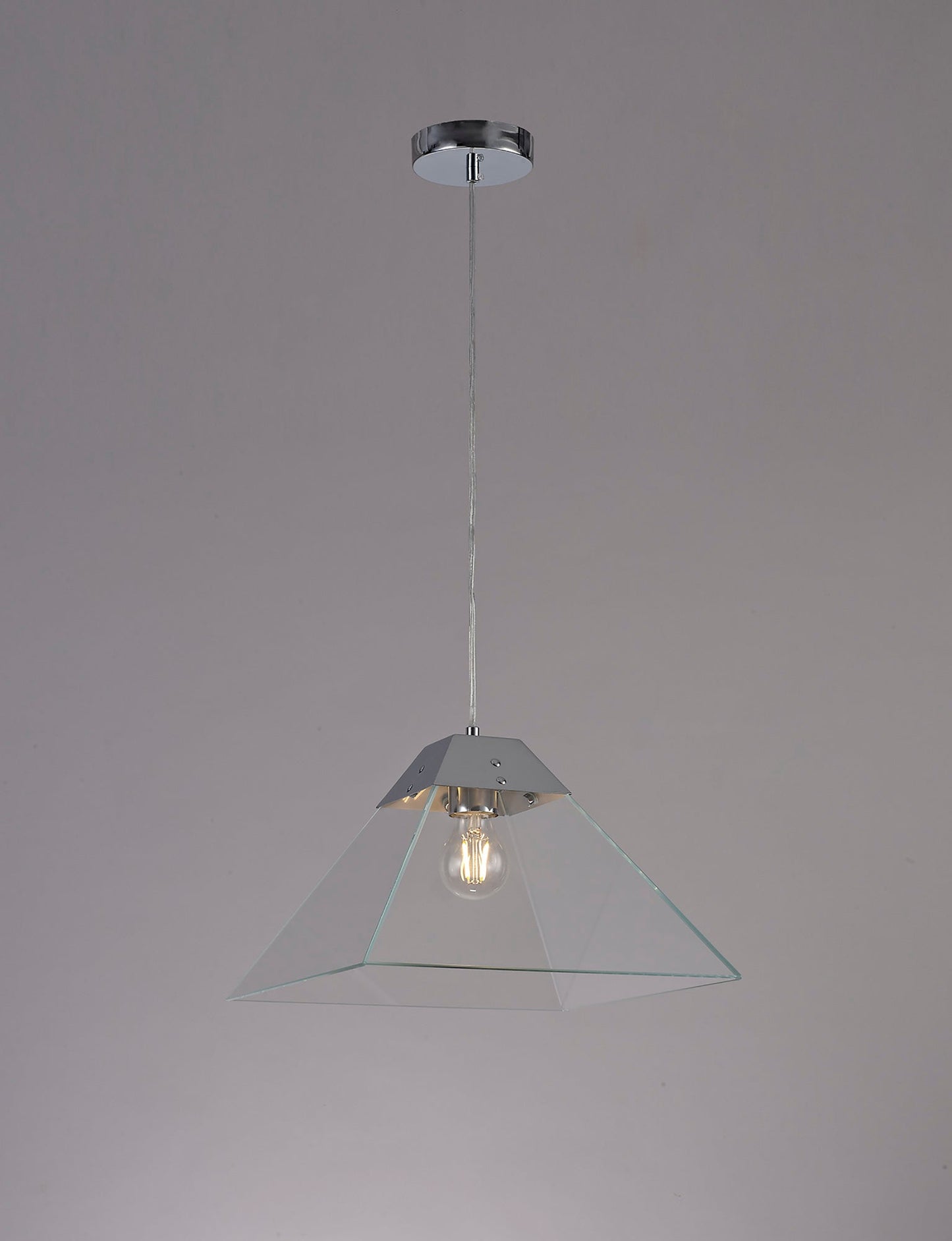 Whitley Square Pendant Large, 1 Light E27, Polished Chrome 2